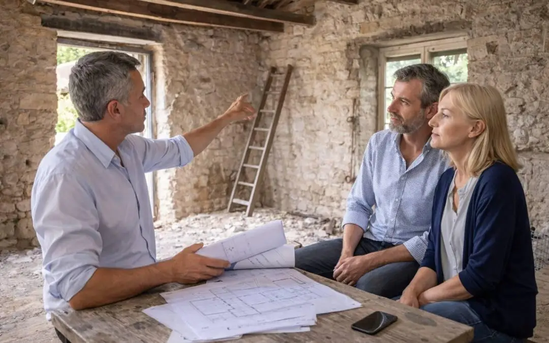 Architetto durante il sopralluogo di una casa da ristrutturare a Novellara